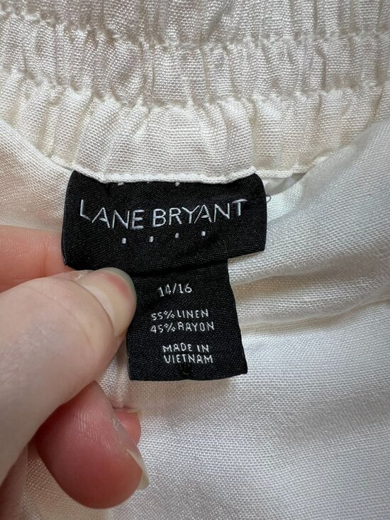 Lane Bryant Women's Linen Blend Wide-Leg Trousers Side Zip Size 14/16 White - Picture 3 of 11